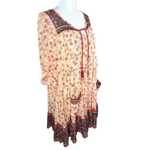 Free People Babydoll Swing Boho Floral Print Tunic Dress Womens Small - Picture 8 of 13